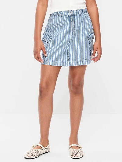 Striped Cargo Jean Skirt for Girls