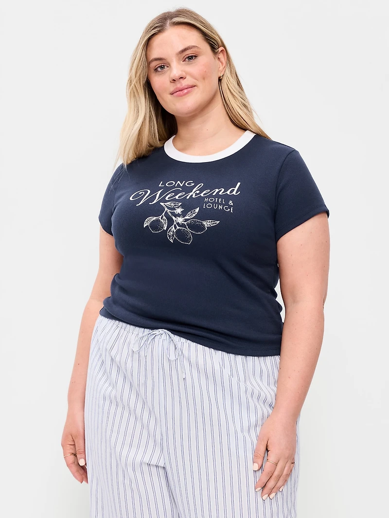 Snug Ribbed Crop T-Shirt