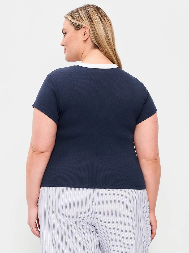 Snug Ribbed Crop T-Shirt