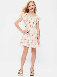 Fit and Flare Crinkle Gauze Tiered Dress for Girls