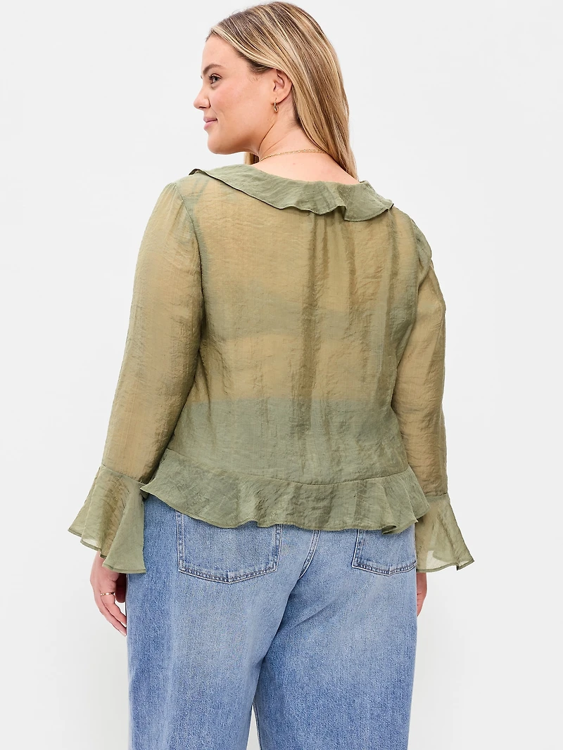 Bell-Sleeve Ruffle Top