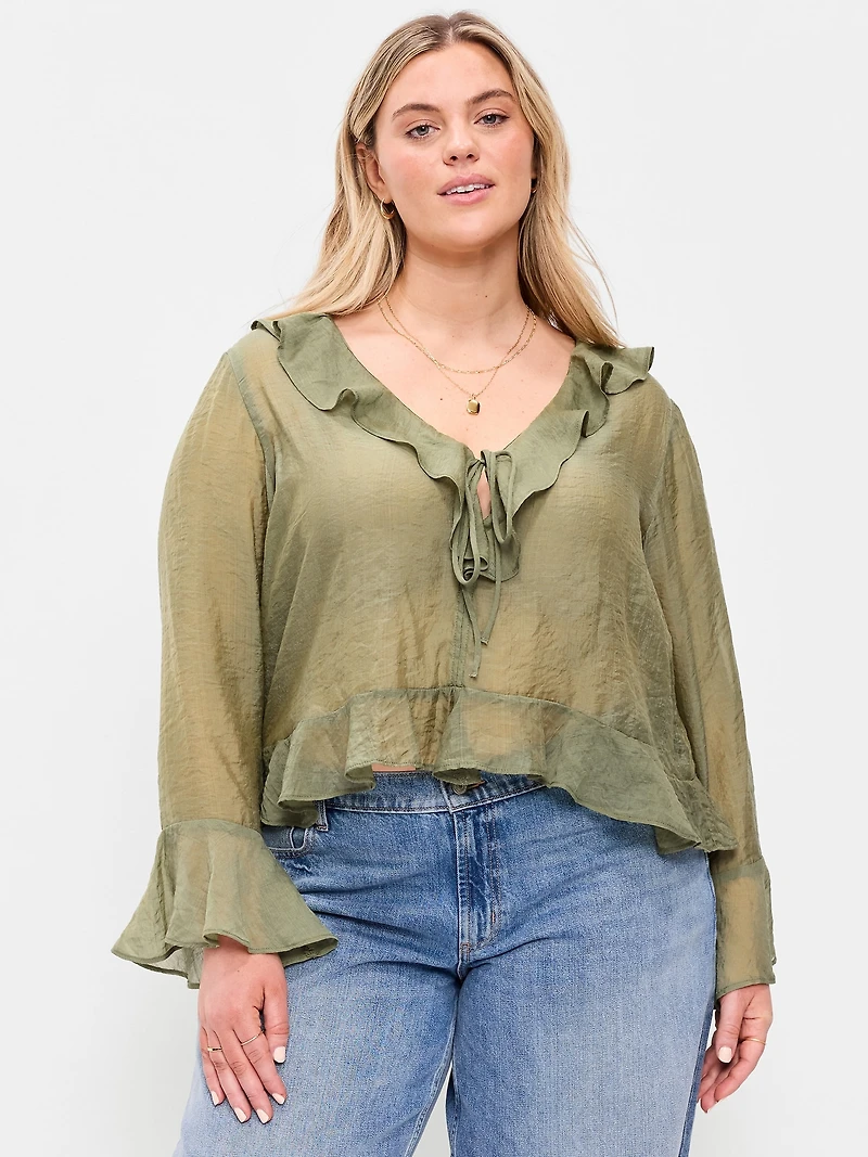 Bell-Sleeve Ruffle Top