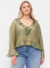 Bell-Sleeve Ruffle Top