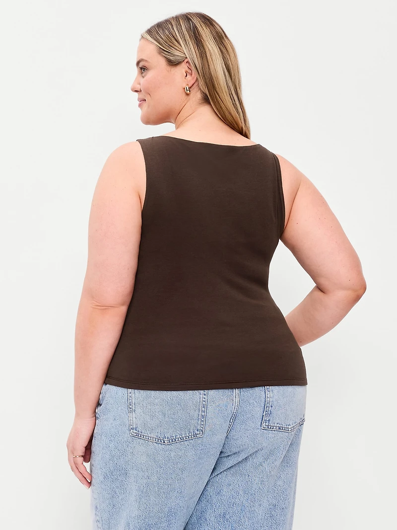 Hug Double-Layer Boat-Neck Top