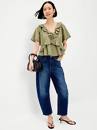 Ruffle Tie-Front Top