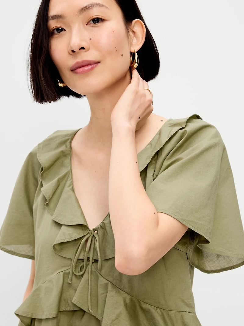 Ruffle Tie-Front Top