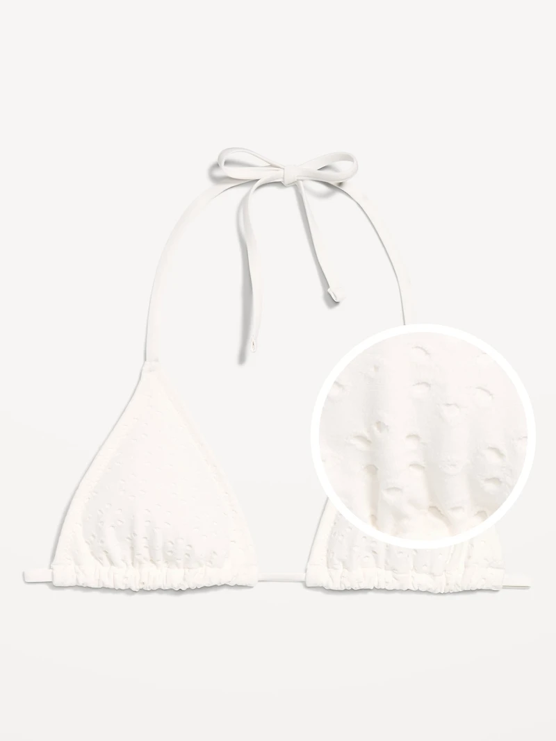 Eyelet Triangle String Bikini Swim Top