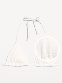 Eyelet Triangle String Bikini Swim Top