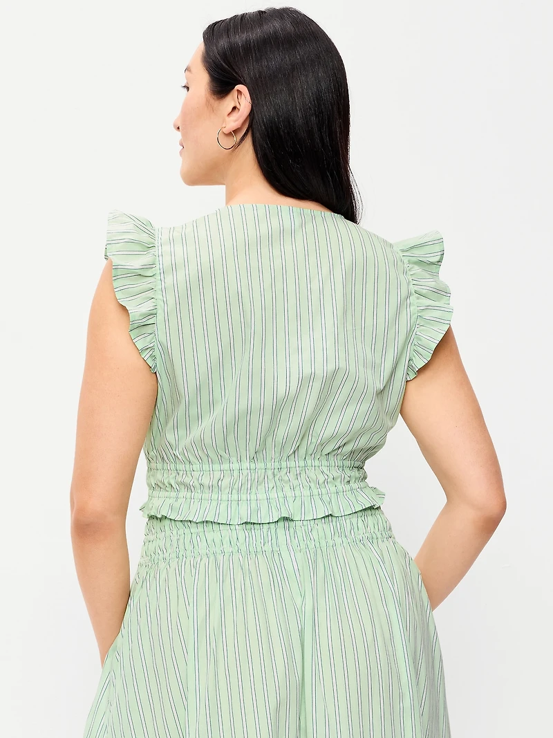 Flutter-Sleeve Poplin Top