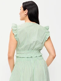 Flutter-Sleeve Poplin Top
