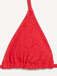 Eyelet Triangle String Bikini Swim Top