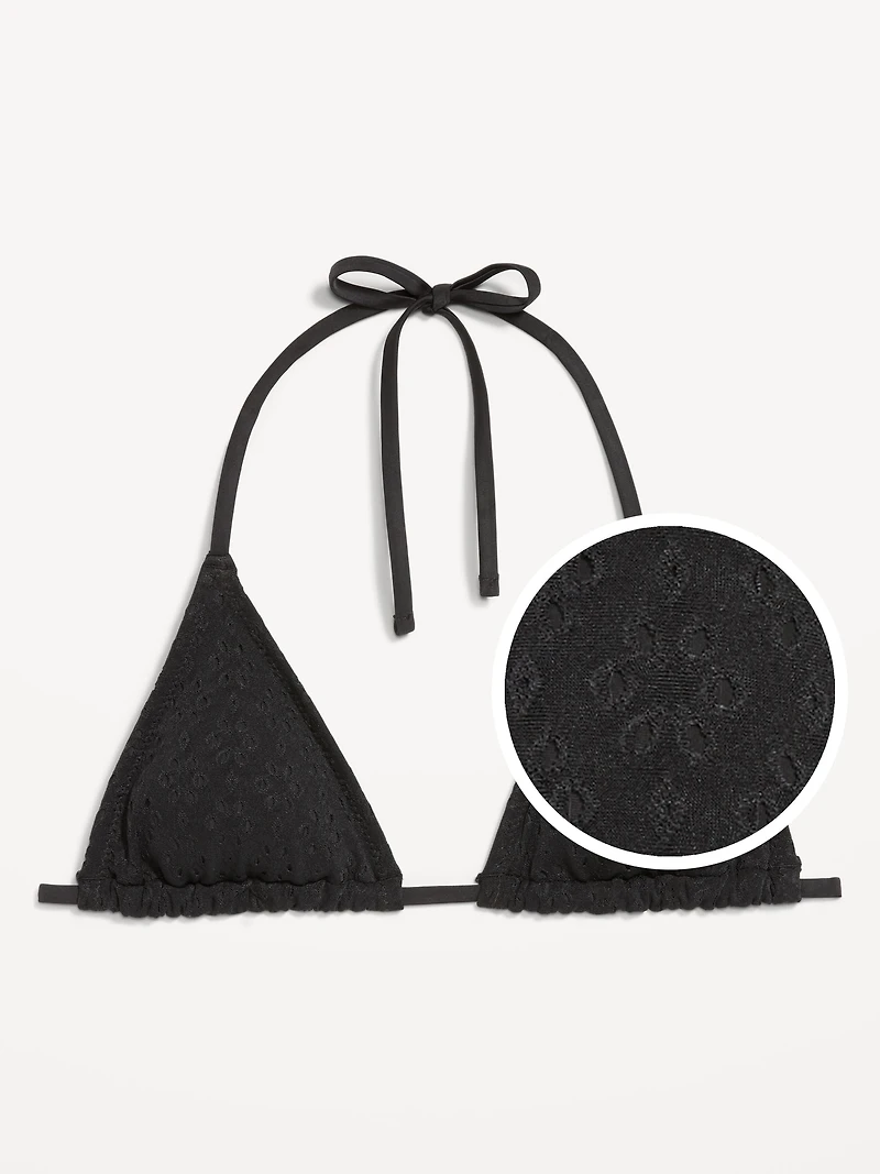 Eyelet Triangle String Bikini Swim Top