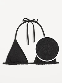 Eyelet Triangle String Bikini Swim Top
