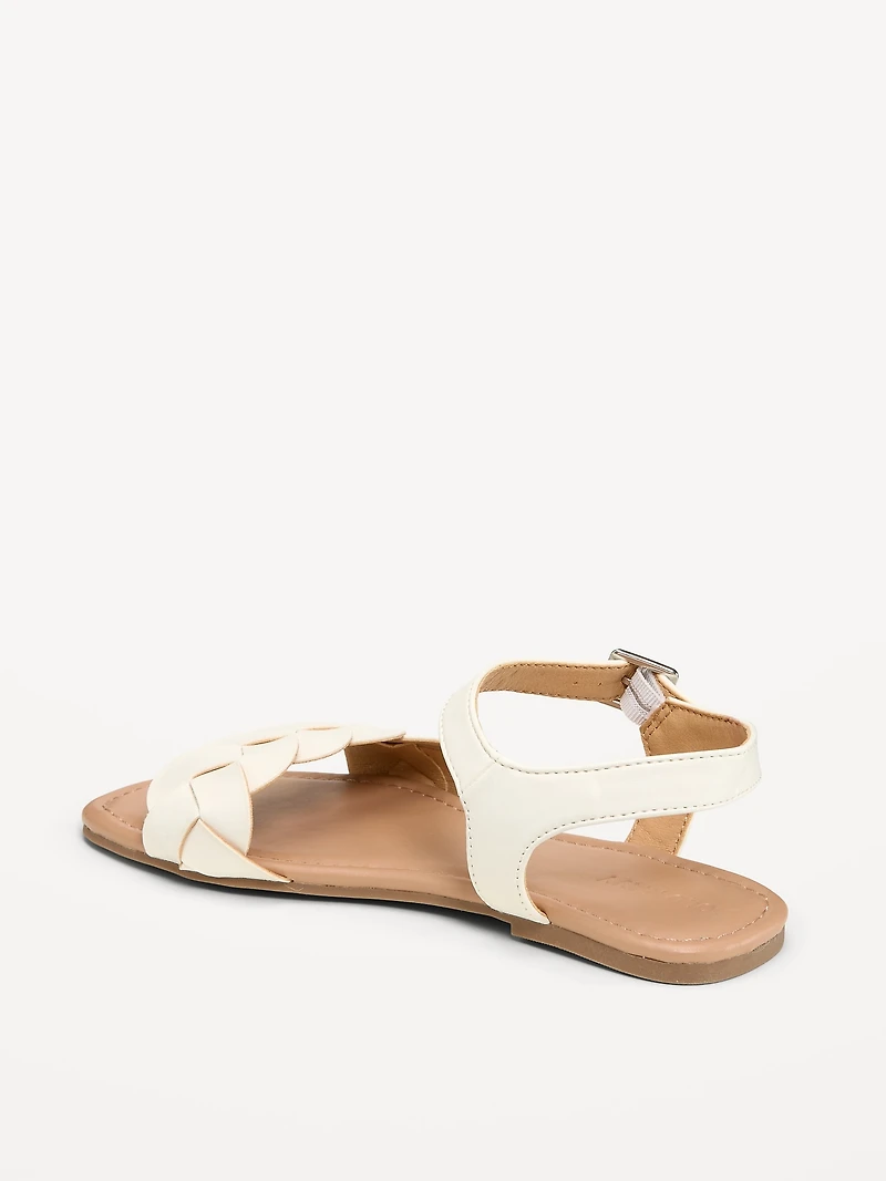 Faux-Leather Braided-Strap Sandals for Girls