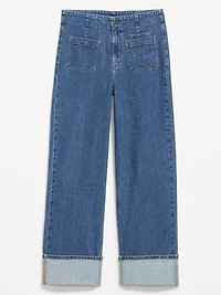 Curvy Extra High-Waisted Cuffed Wide-Leg Jeans