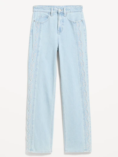 Curvy Extra High-Waisted Scalloped Wide-Leg Jeans