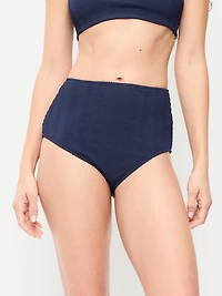 High-Waisted Ribbed Bikini Swim Bottoms