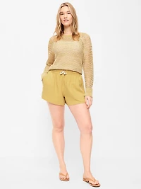 High-Waisted Crinkle Gauze Shorts