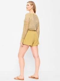 High-Waisted Crinkle Gauze Shorts