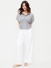 High-Waisted Linen-Blend Super Wide-Leg Pants