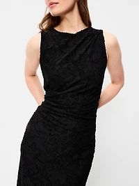 Side-Drape Jersey Midi Dress