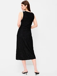 Side-Drape Jersey Midi Dress