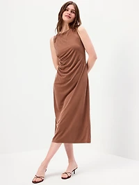 Sleeveless Draped Midi Dress