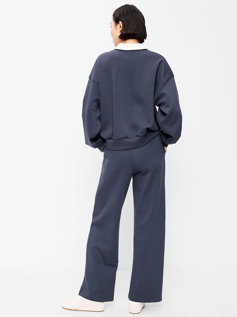 High-Waisted Dynamic Fleece Textured Wide-Leg Sweatpants