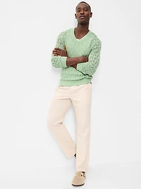 Pointelle V-Neck Sweater