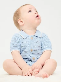 Collared Sweater-Knit One-Piece Romper for Baby