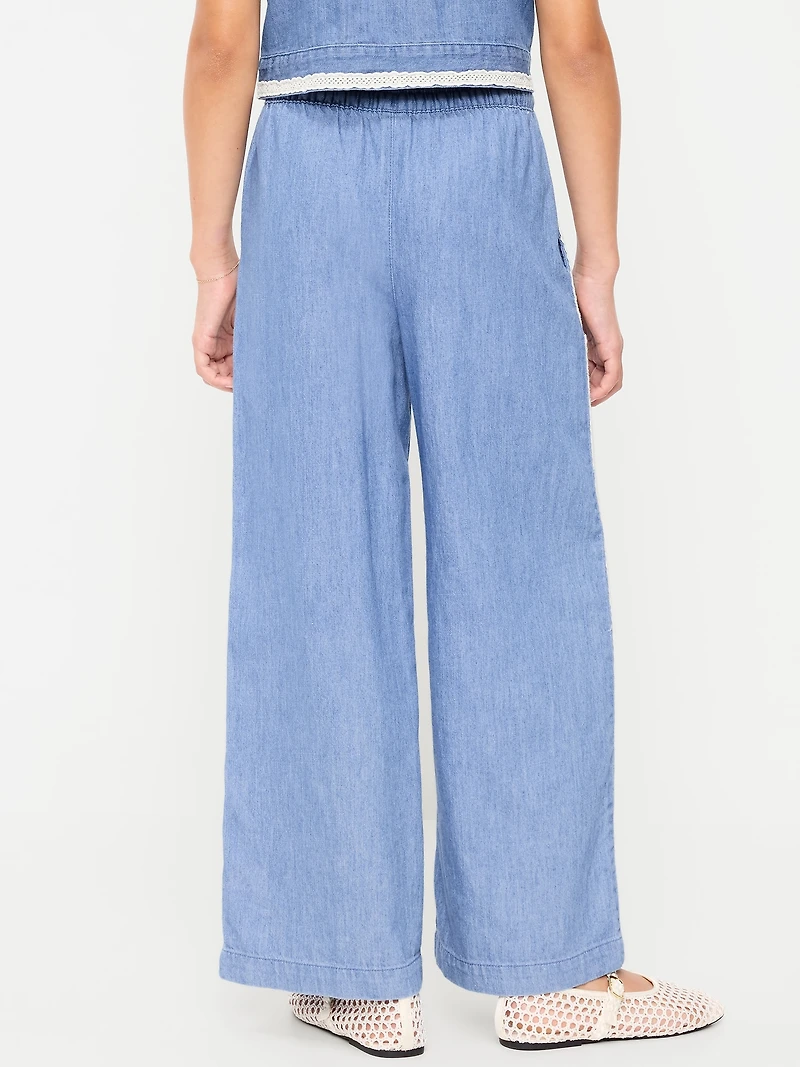 Lace-Trim Chambray Pants for Girls