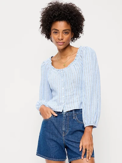 Long-Sleeve Button-Down Top