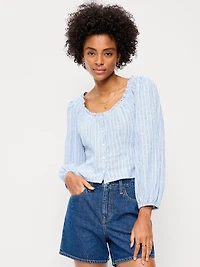 Long-Sleeve Button-Down Top