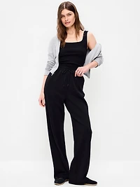 High-Waisted Dynamic Fleece Textured Wide-Leg Sweatpants