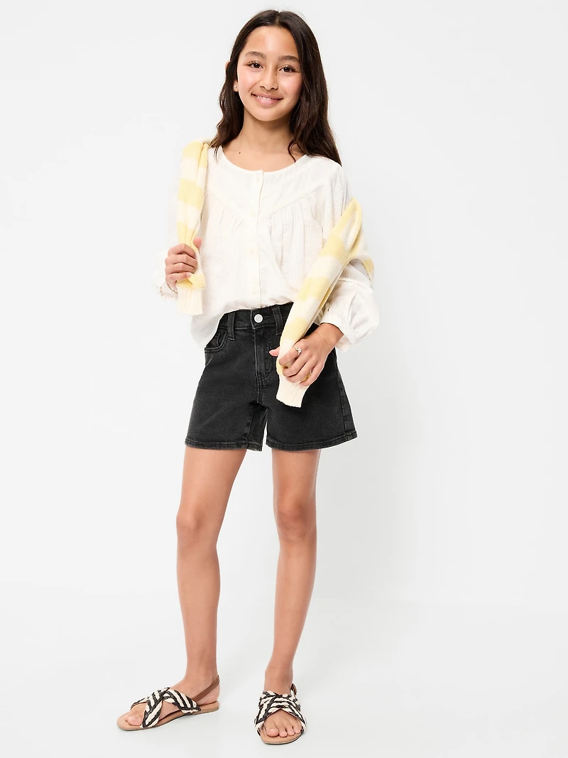 High-Waisted Jean Midi Shorts for Girls
