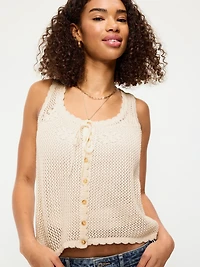 Sleeveless Seaside Cotton Crochet Tank Top