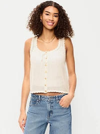 Sleeveless Seaside Cotton Crochet Tank Top