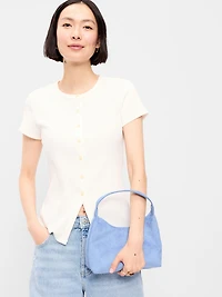 Faux-Suede Mini Hobo Bag