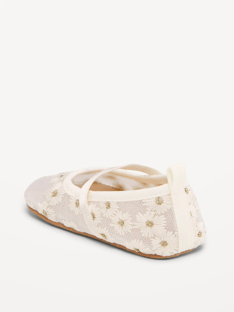 Mesh Floral Ballet Flats for Baby