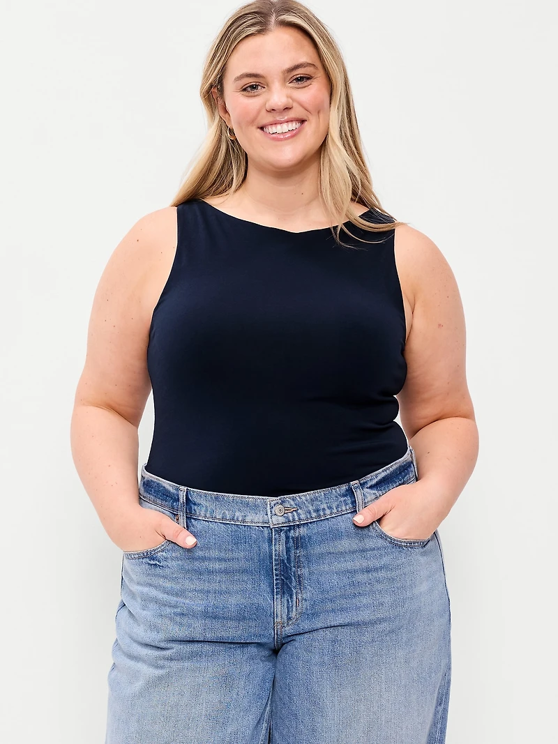 Hug Double-Layer Boat-Neck Top