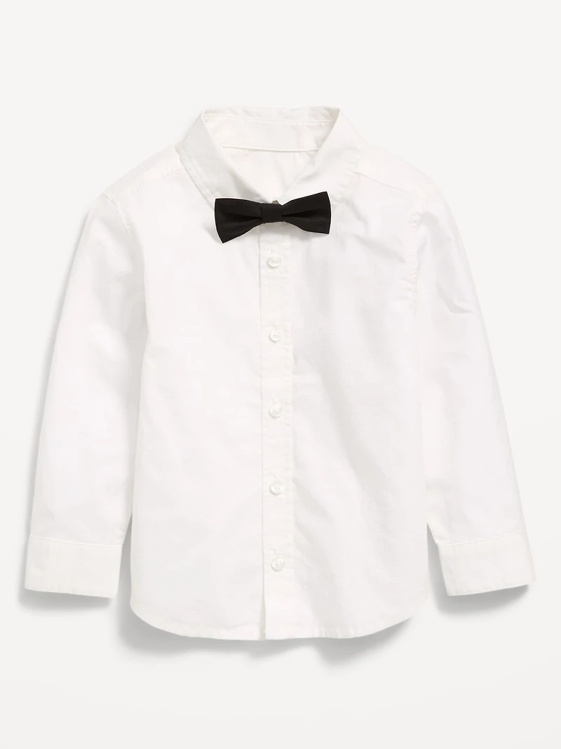Long-Sleeve Bow-Tie Poplin Shirt for Toddler Boys