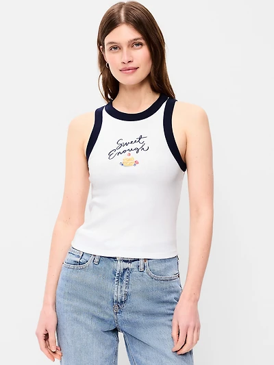 Graphic Snug Crop Tank Top