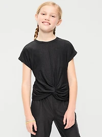 CloudMotion Short-Sleeve Front-Knot T-Shirt for Girls