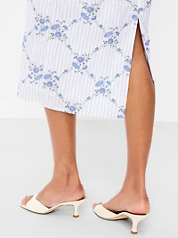 Short-Sleeve Scoop-Neck Midi Dress