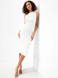 Side-Drape Jersey Jaquard Midi Dress