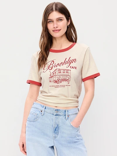 EveryWear Crew-Neck Graphic Ringer T-Shirt