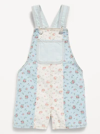 Printed Baggy Denim Shortalls for Toddler Girls