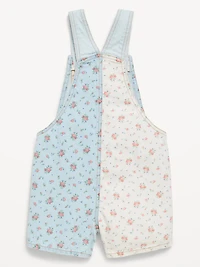 Printed Baggy Denim Shortalls for Toddler Girls