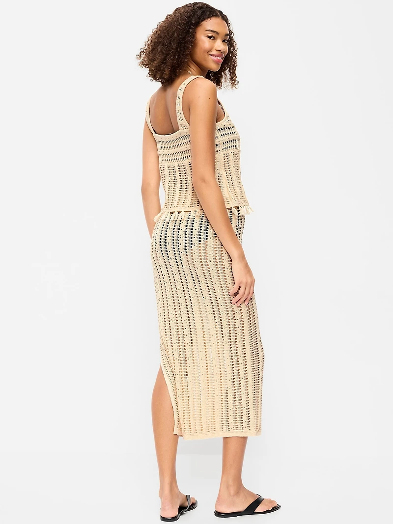 Open-Weave Column Maxi Skirt