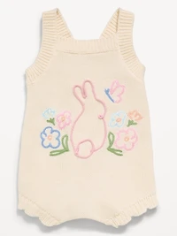 Sleeveless Embroidered Sweater One-Piece Romper for Baby